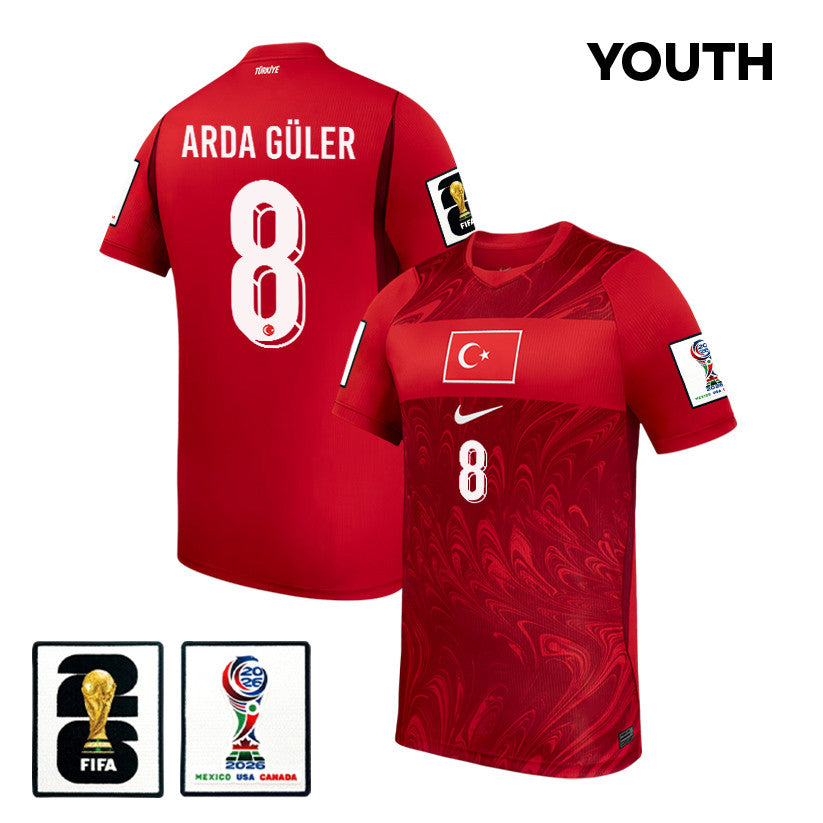 Arda Guler 8 Youth Turkey National Team 2026 Home Jersey - Red