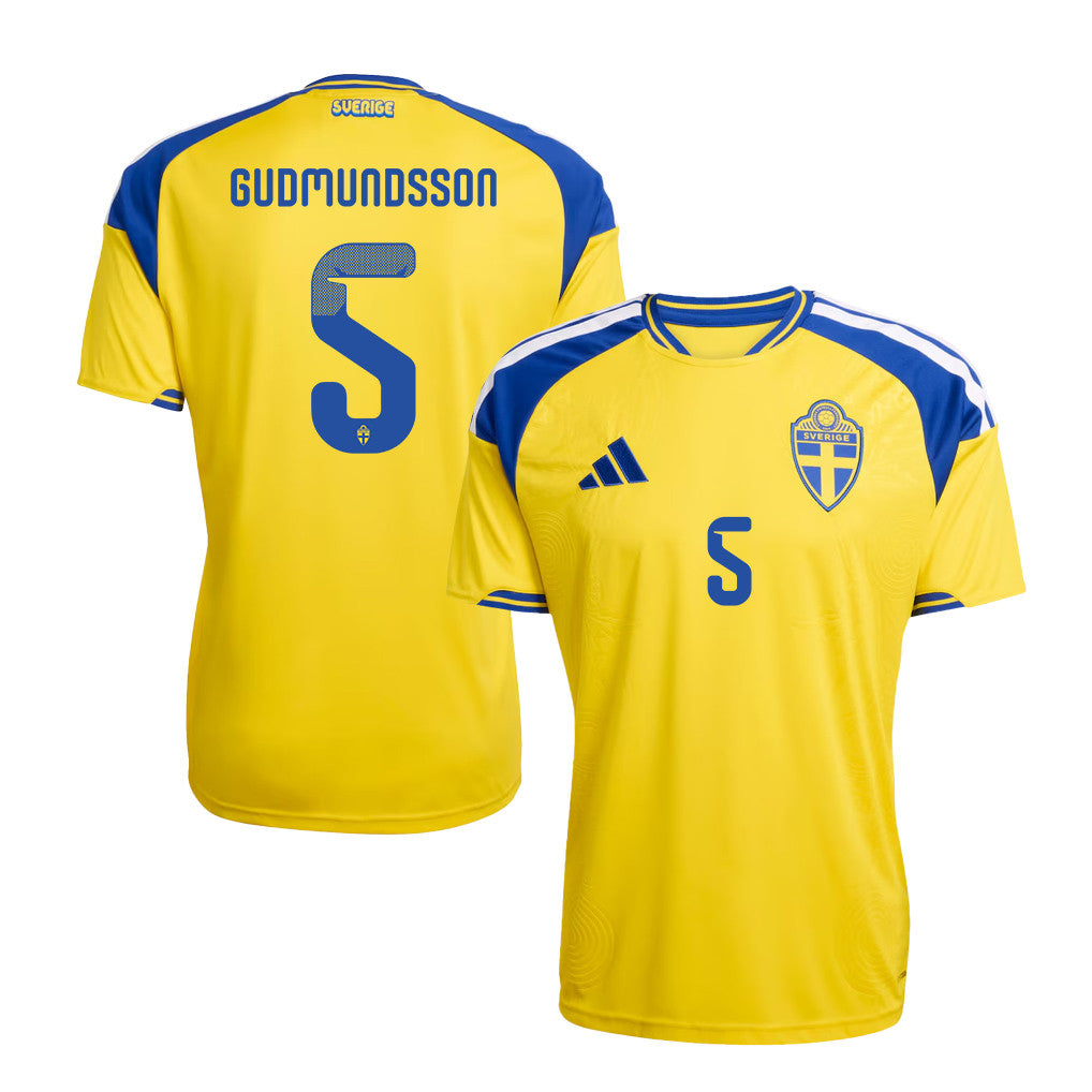 Gabriel Gudmundsson 5 Sweden National Team 2026 Home Jersey - Yellow, Men