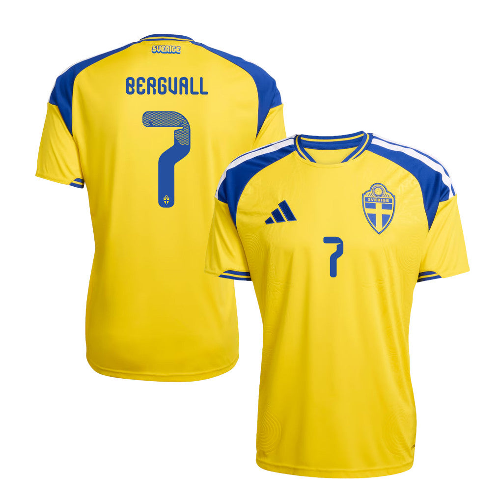 Lucas Bergvall 7 Sweden National Team 2026 Home Jersey - Yellow, Men