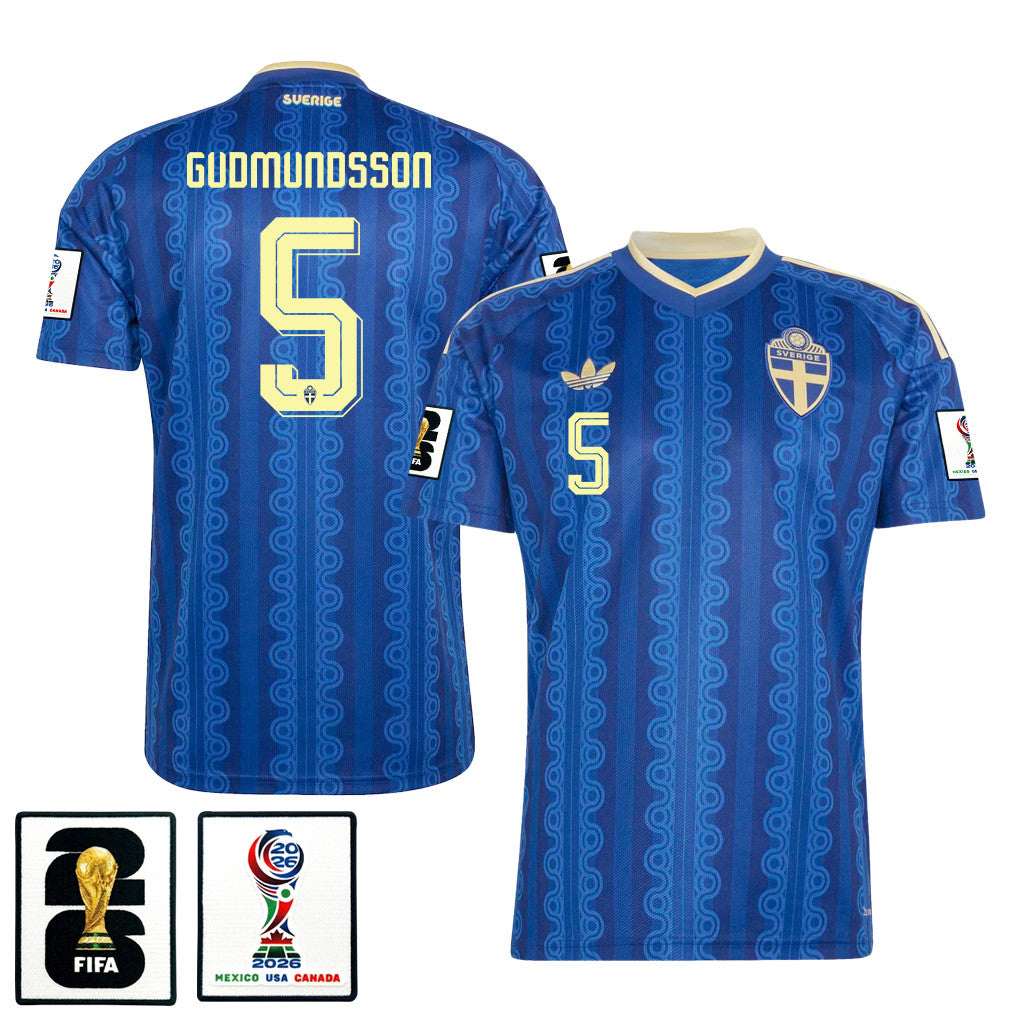 Gabriel Gudmundsson 5 Sweden National Team 2026 Away Jersey - Blue, Men