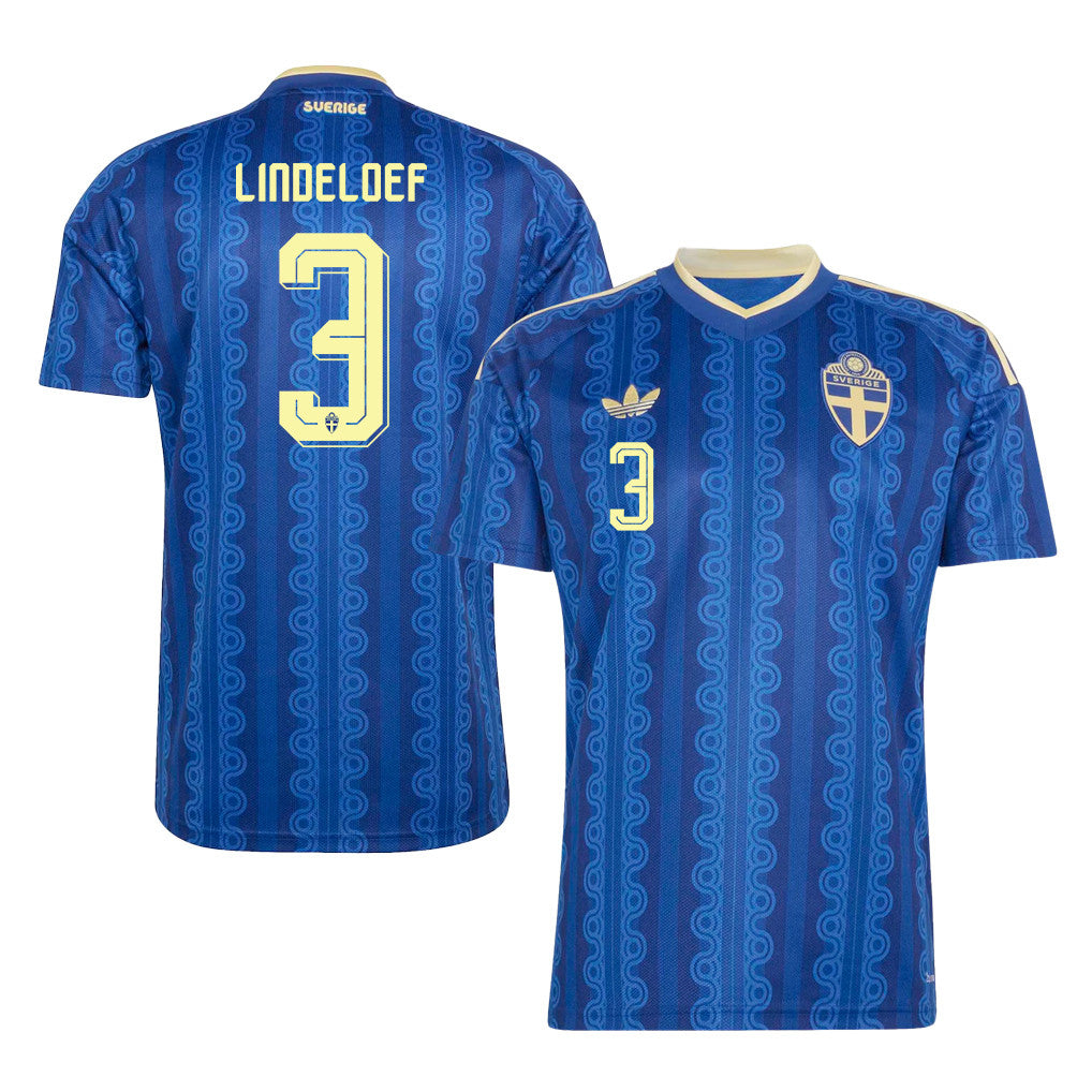 Victor Lindeloef 3 Sweden National Team 2026 Away Jersey - Blue, Men
