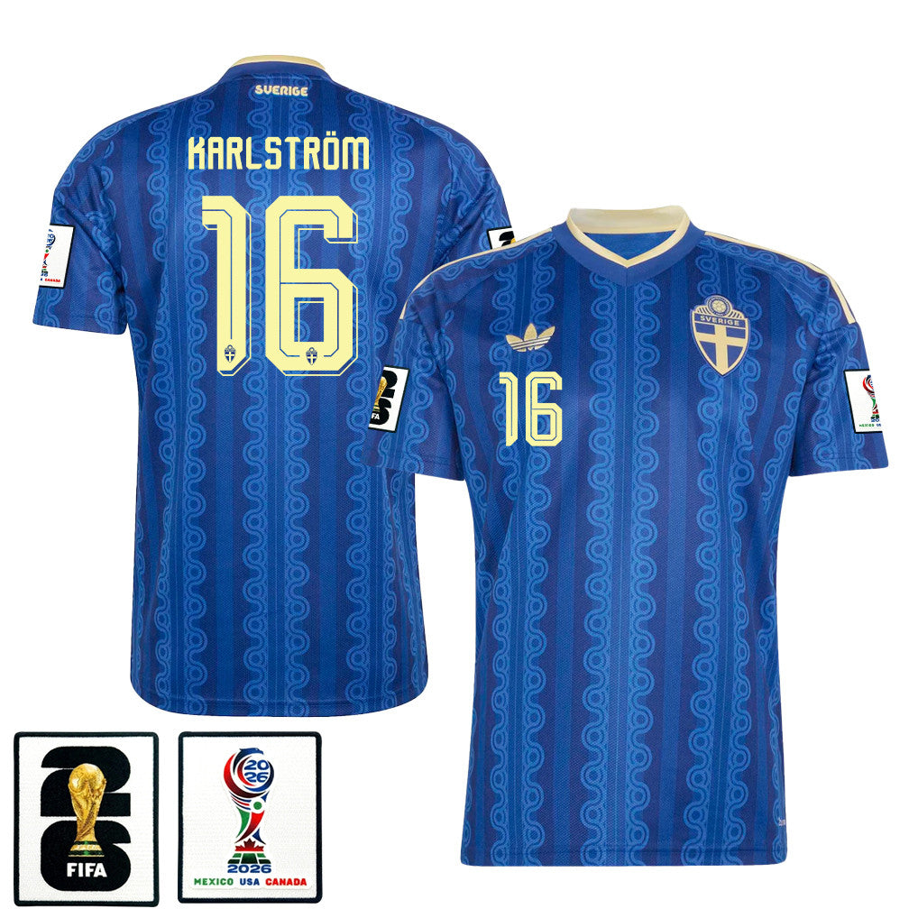 Jesper Karlstroem 16 Sweden National Team 2026 Away Jersey - Blue, Men