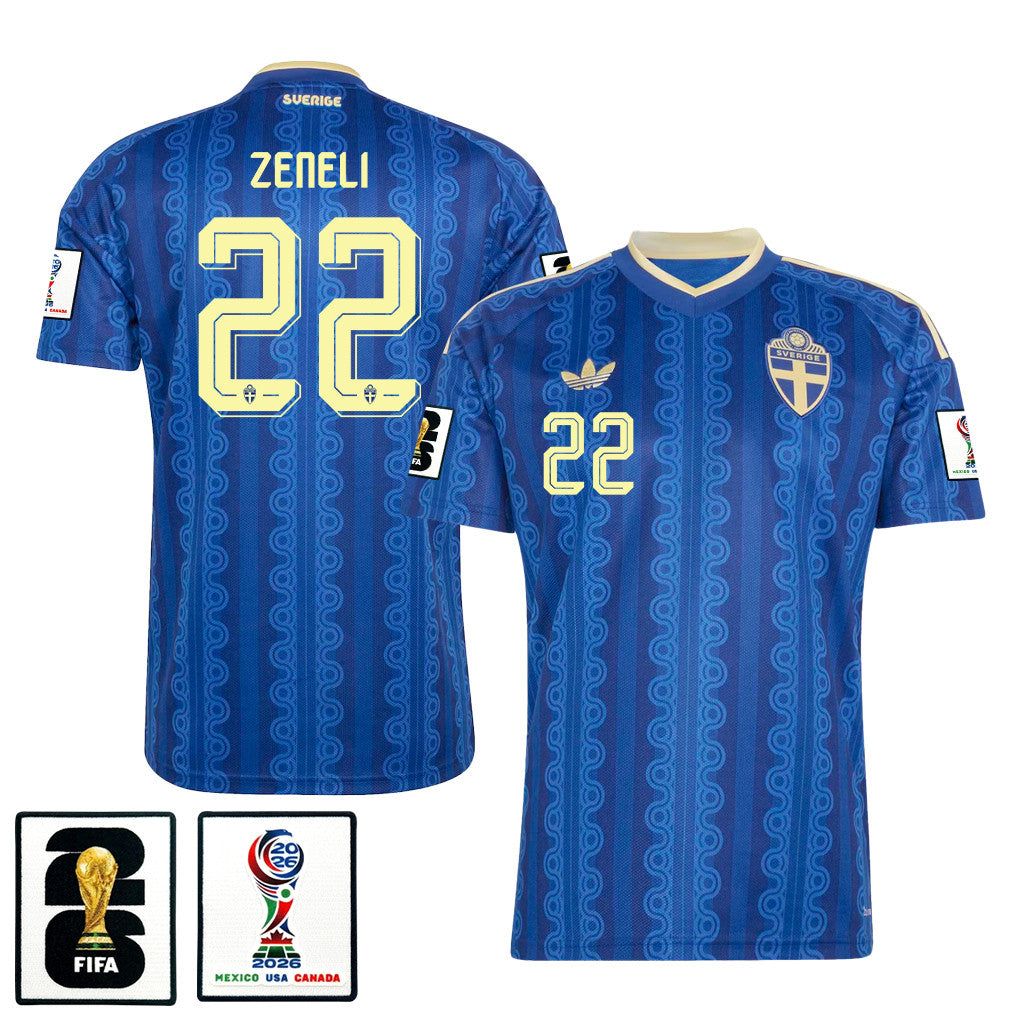 Besfort Zeneli 22 Sweden National Team 2026 Away Jersey - Blue, Men