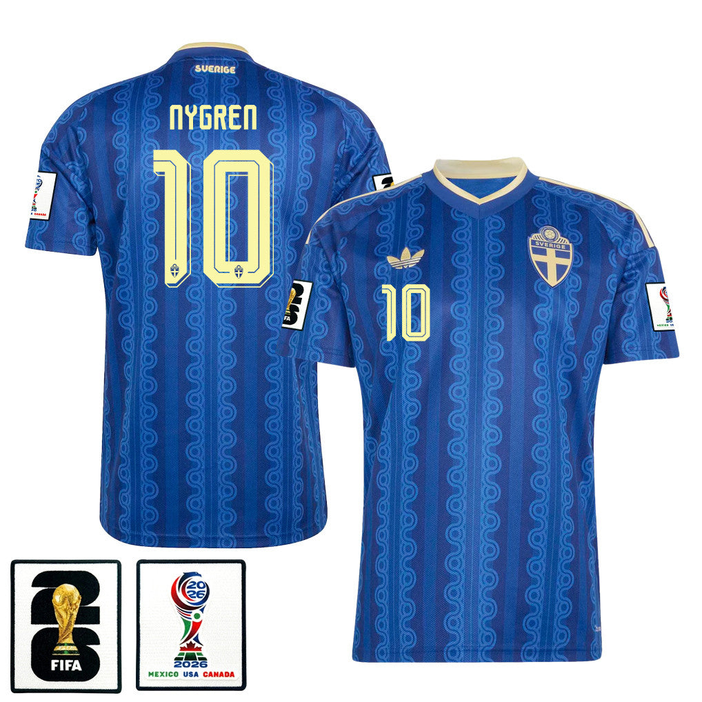 Benjamin Nygren 10 Sweden National Team 2026 Away Jersey - Blue, Men