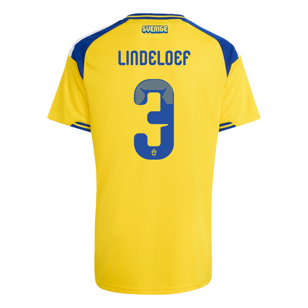 Victor Lindeloef 3 Youth Sweden National Team 2026 Home Jersey - Yellow
