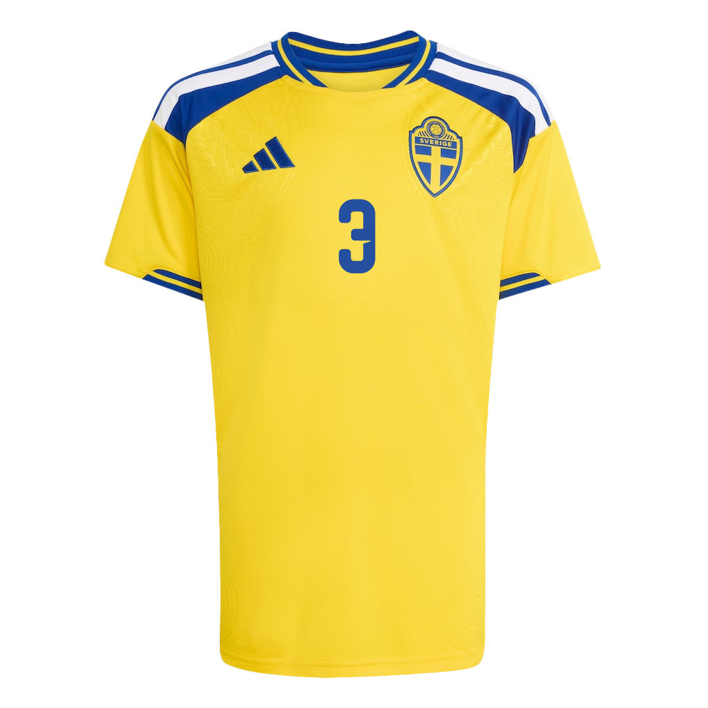 Victor Lindeloef 3 Youth Sweden National Team 2026 Home Jersey - Yellow