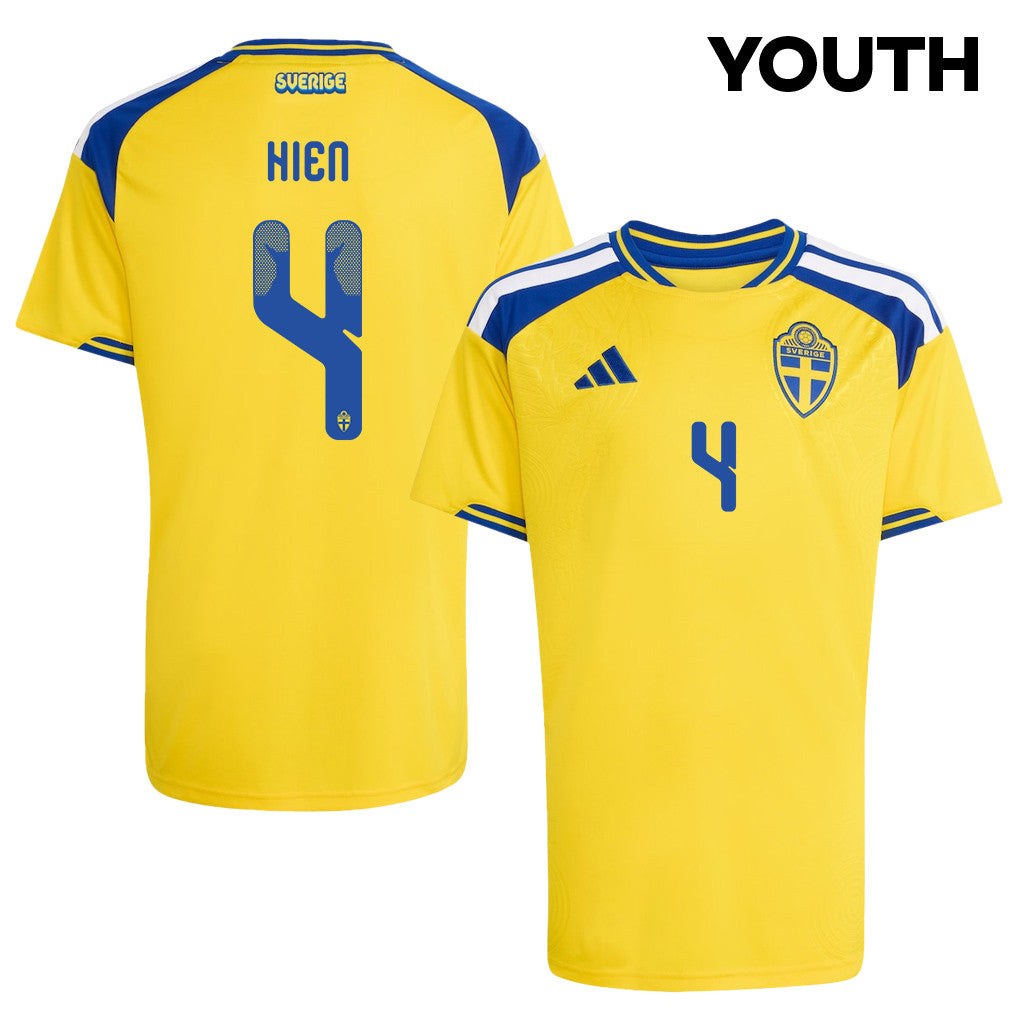Isak Hien 4 Youth Sweden National Team 2026 Home Jersey - Yellow