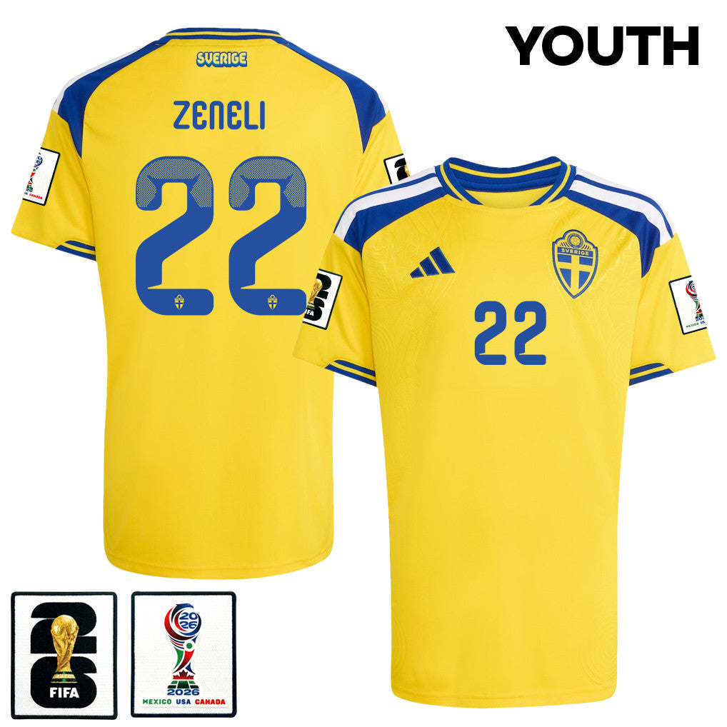 Besfort Zeneli 22 Youth Sweden National Team 2026 Home Jersey - Yellow