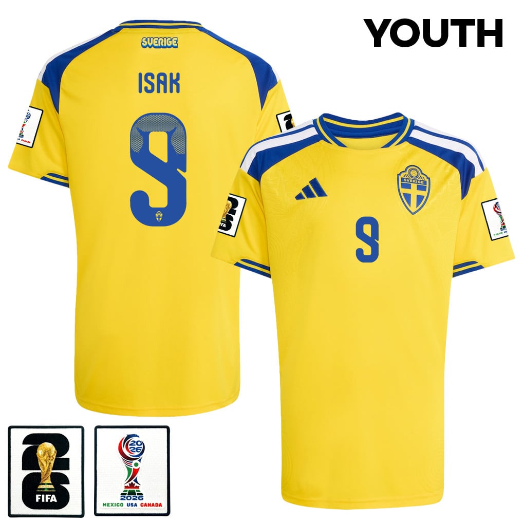 Alexander  Isak 9 Youth Sweden National Team 2026 Home Jersey - Yellow