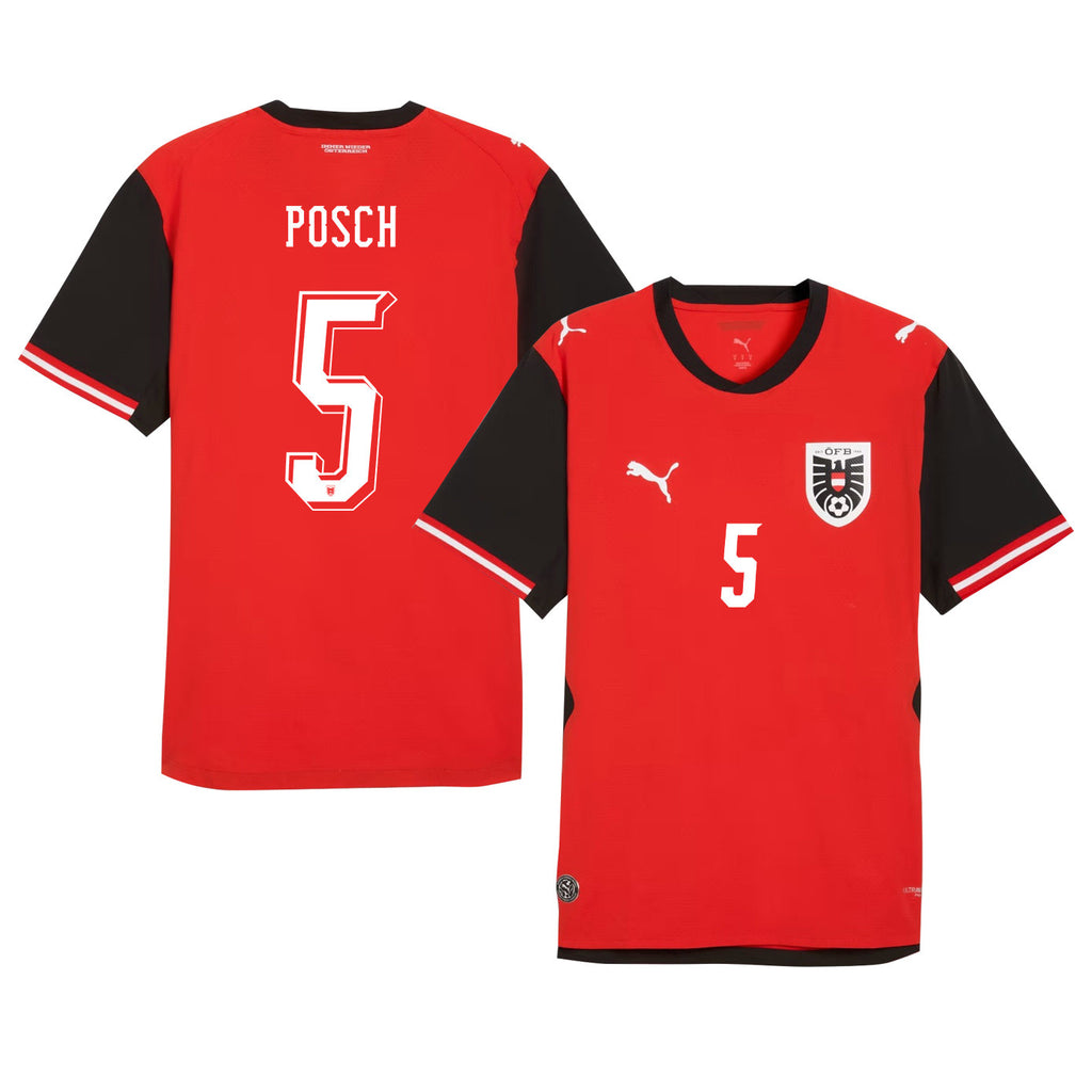 Stefan Posch 5 Austria National Team 2026 Home Jersey - Red, Men