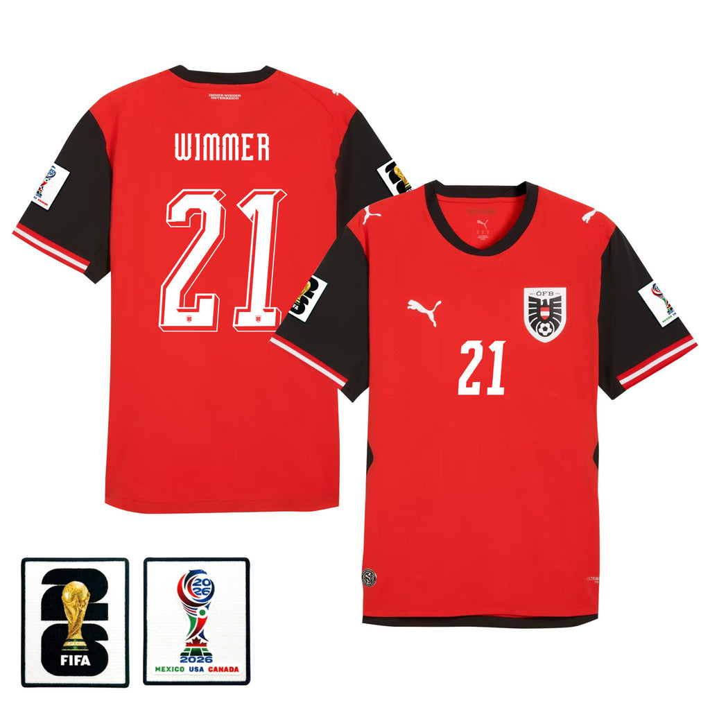 Patrick Wimmer 21 Austria National Team 2026 Home Jersey - Red, Men