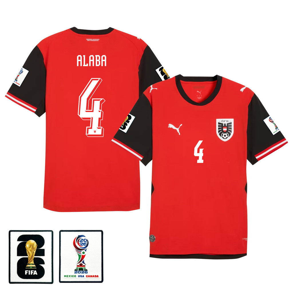 David Alaba 4 Austria National Team 2026 Home Jersey - Red, Men