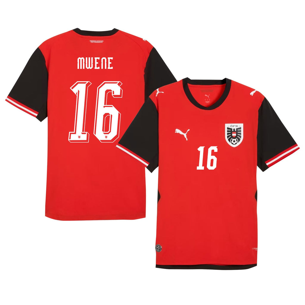 Phillipp Mwene 16 Youth Austria National Team 2026 Home Jersey - Red