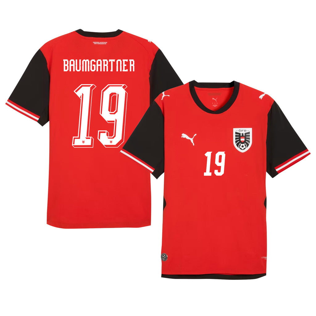 Christoph Baumgartner 19 Youth Austria National Team 2026 Home Jersey - Red