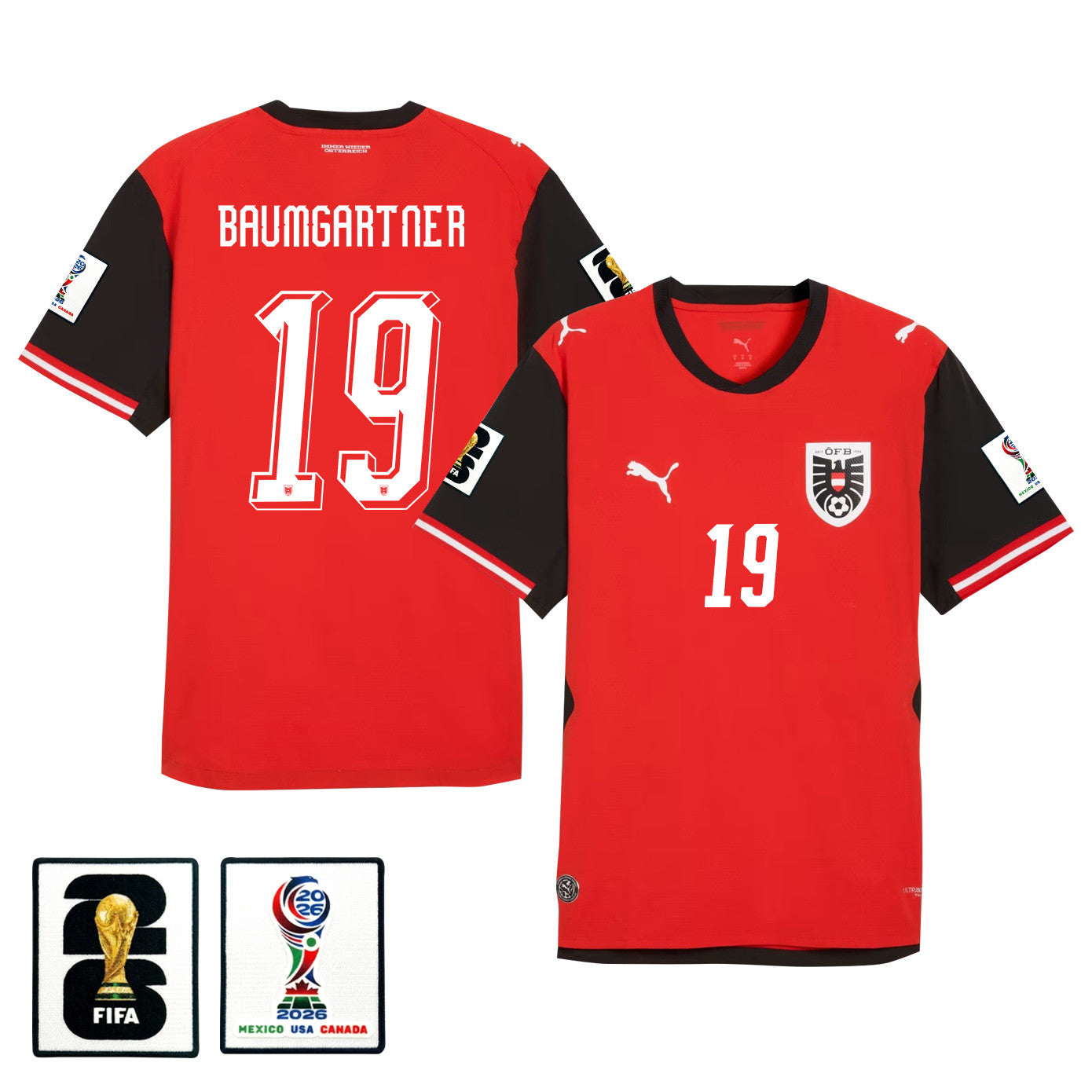 Christoph Baumgartner 19 Youth Austria National Team 2026 Home Jersey - Red