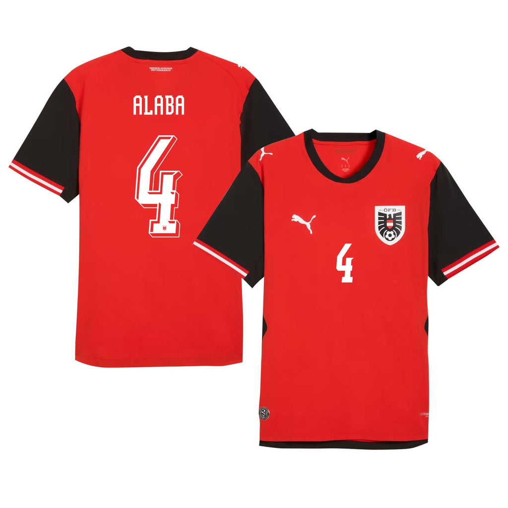 David Alaba 4 Youth Austria National Team 2026 Home Jersey - Red