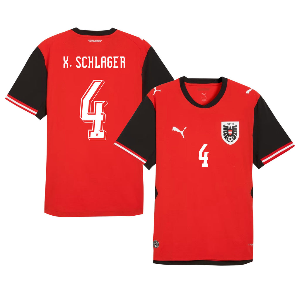 Xaver  Schlager 4 Youth Austria National Team 2026 Home Jersey - Red
