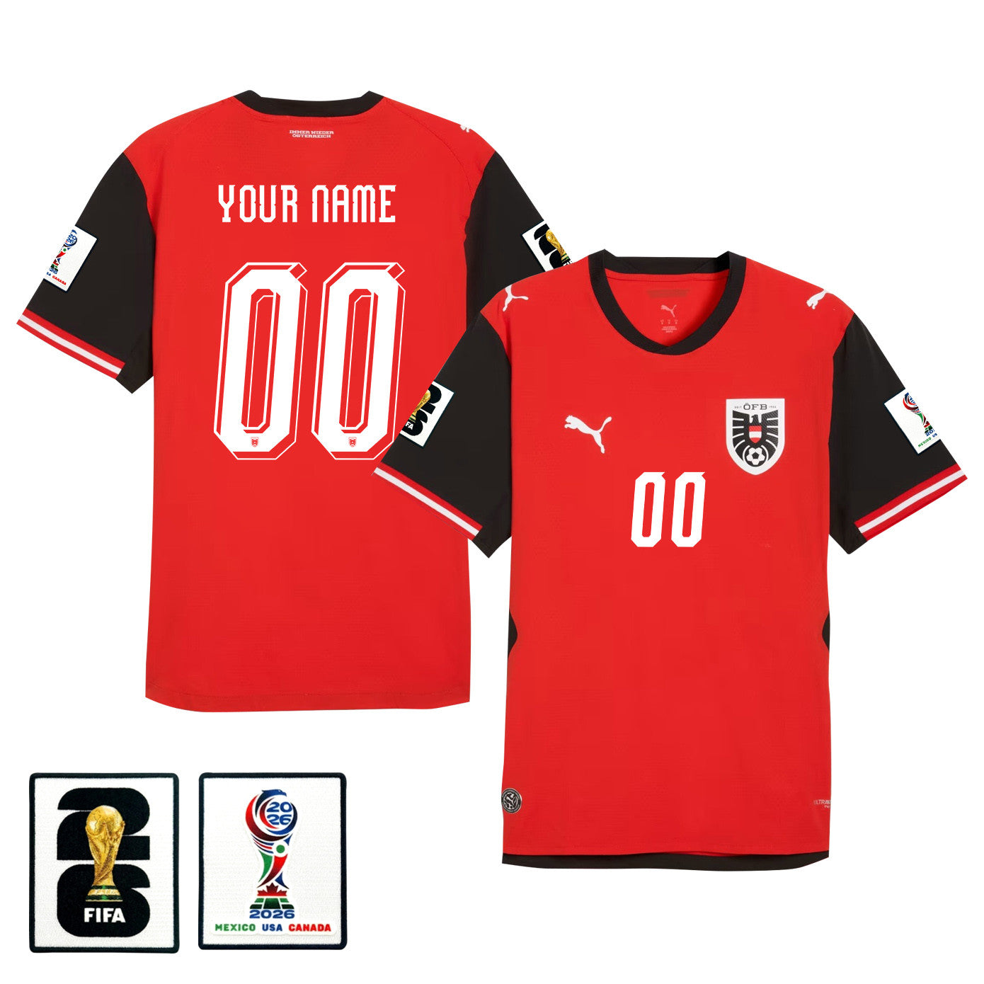 Austria National Team 2026 Youth Home Jersey - Personalized - Red