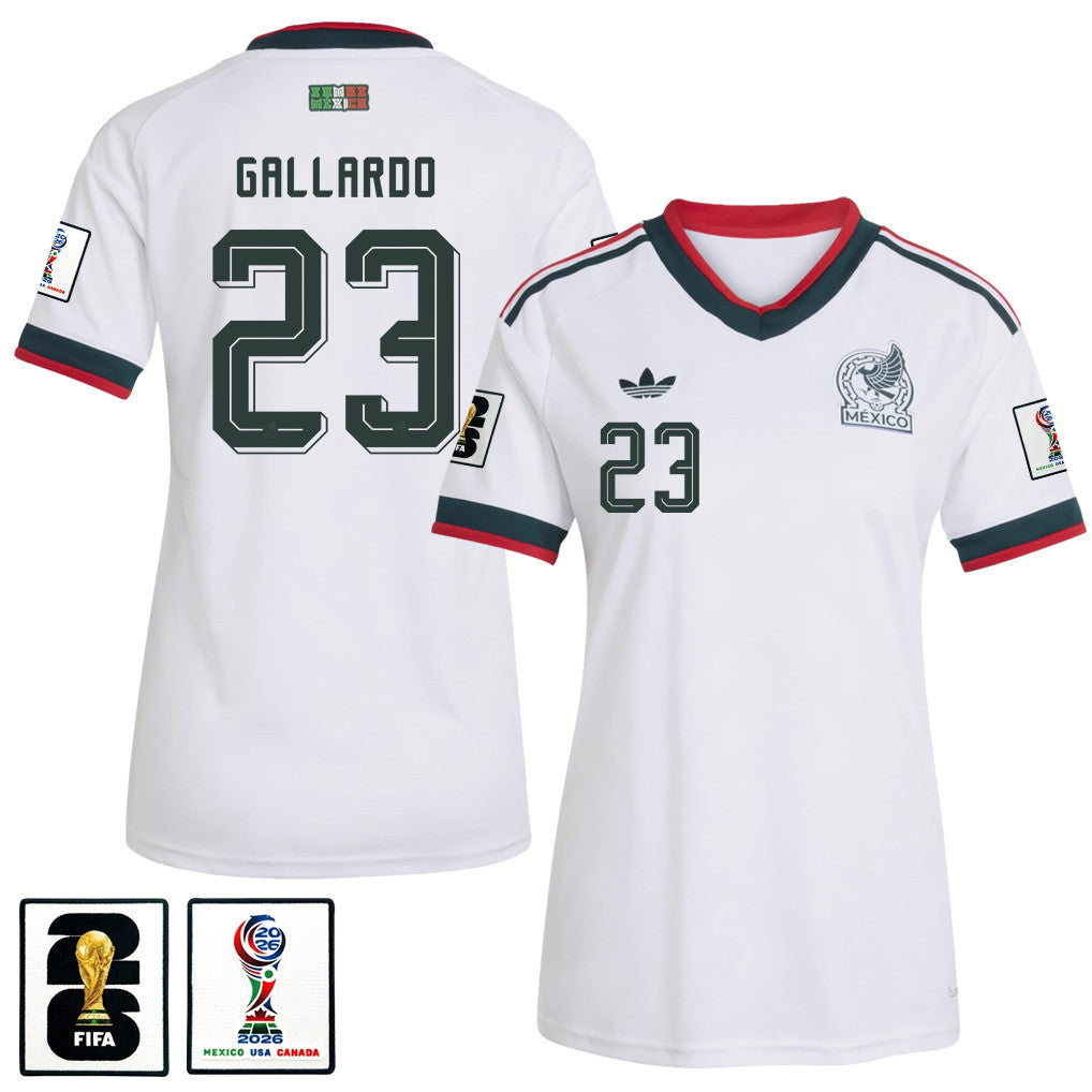 Jesús Gallardo 23 Women's Mexico National Team 2026 Away Jersey - White