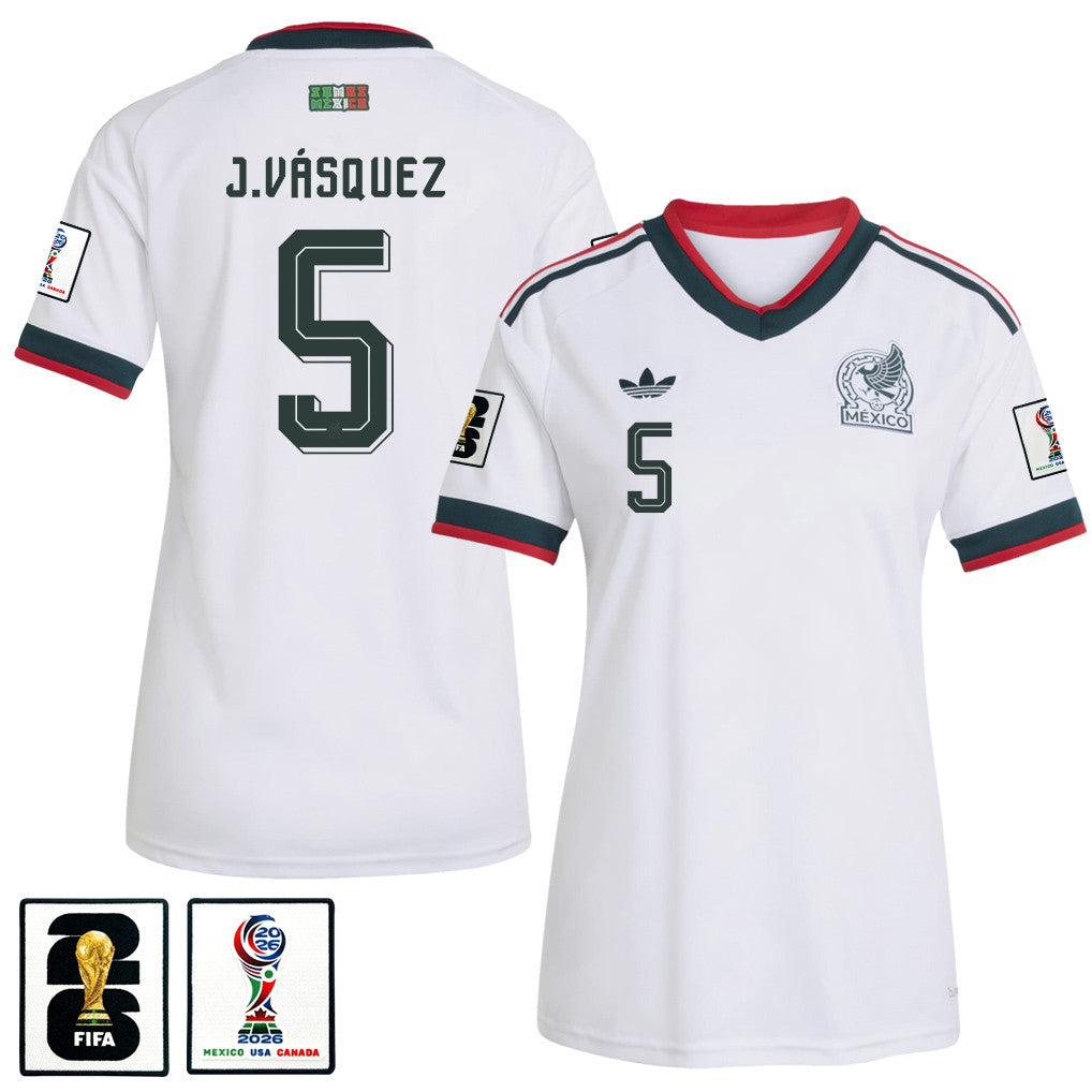 Johan Vásquez 5 Women's Mexico National Team 2026 Away Jersey - White