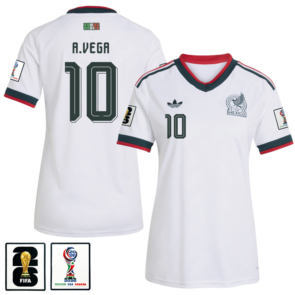Alexis Vega 10 Women's Mexico National Team 2026 Away Jersey - White