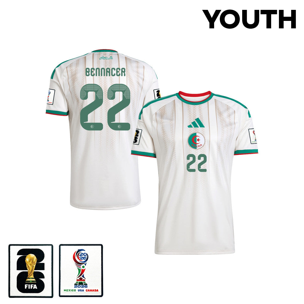 Ismaël Bennacer 22 Youth Algeria National Team 2026 Home Jersey - White