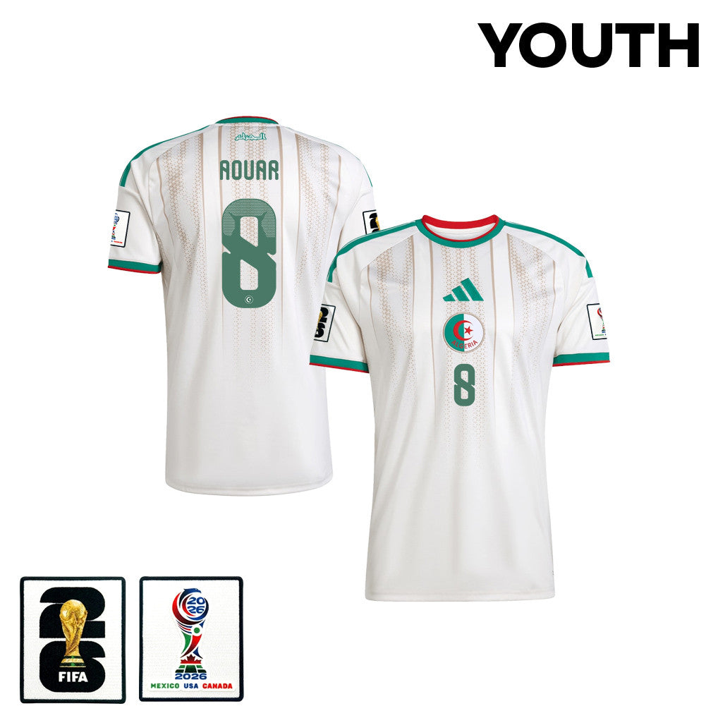 Houssem Aouar 8 Youth Algeria National Team 2026 Home Jersey - White