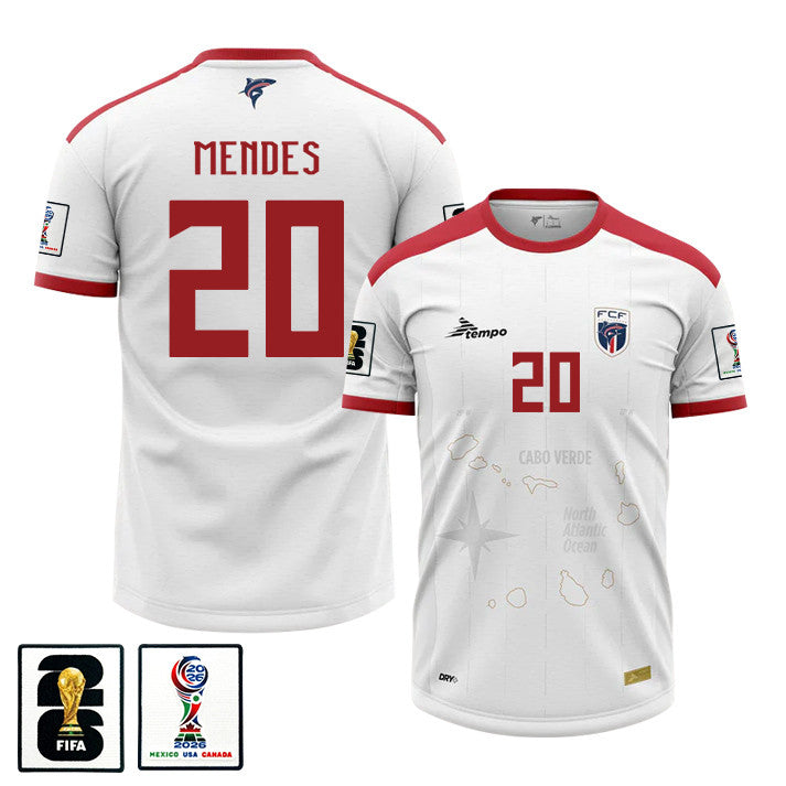 Ryan Mendes 20 Cape Verde National Team 2026 Away Jersey - White, Men