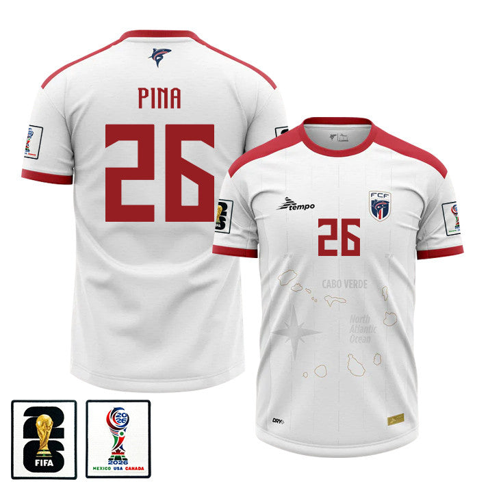 Kevin Pina 26 Cape Verde National Team 2026 Away Jersey - White, Men