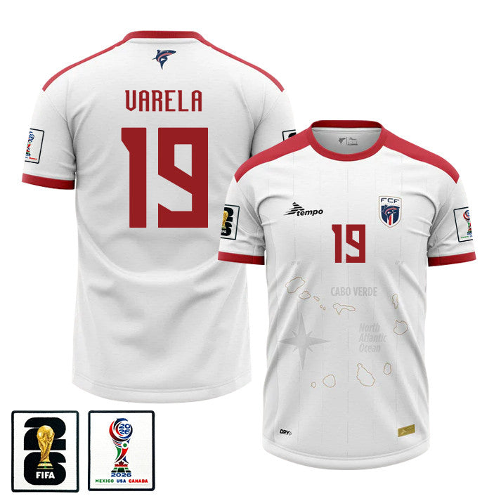 Helio Varela 19 Cape Verde National Team 2026 Away Jersey - White, Men