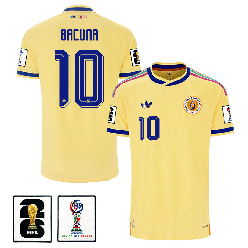 Leandro Bacuna 10 Curaçao National Team 2026 Away Jersey - Yellow, Men
