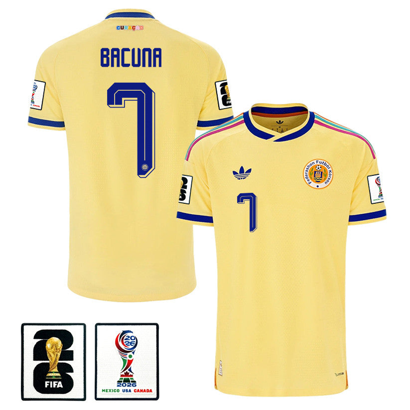 Juninho Bacuna 7 Curaçao National Team 2026 Away Jersey - Yellow, Men