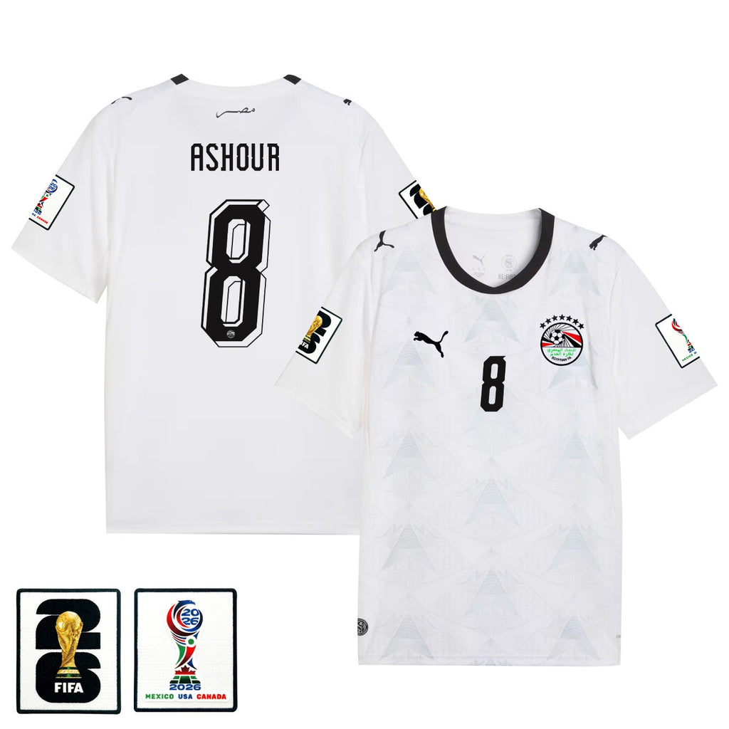 Emam Ashour 8 Egypt National Team 2026 Away Jersey - White, Men