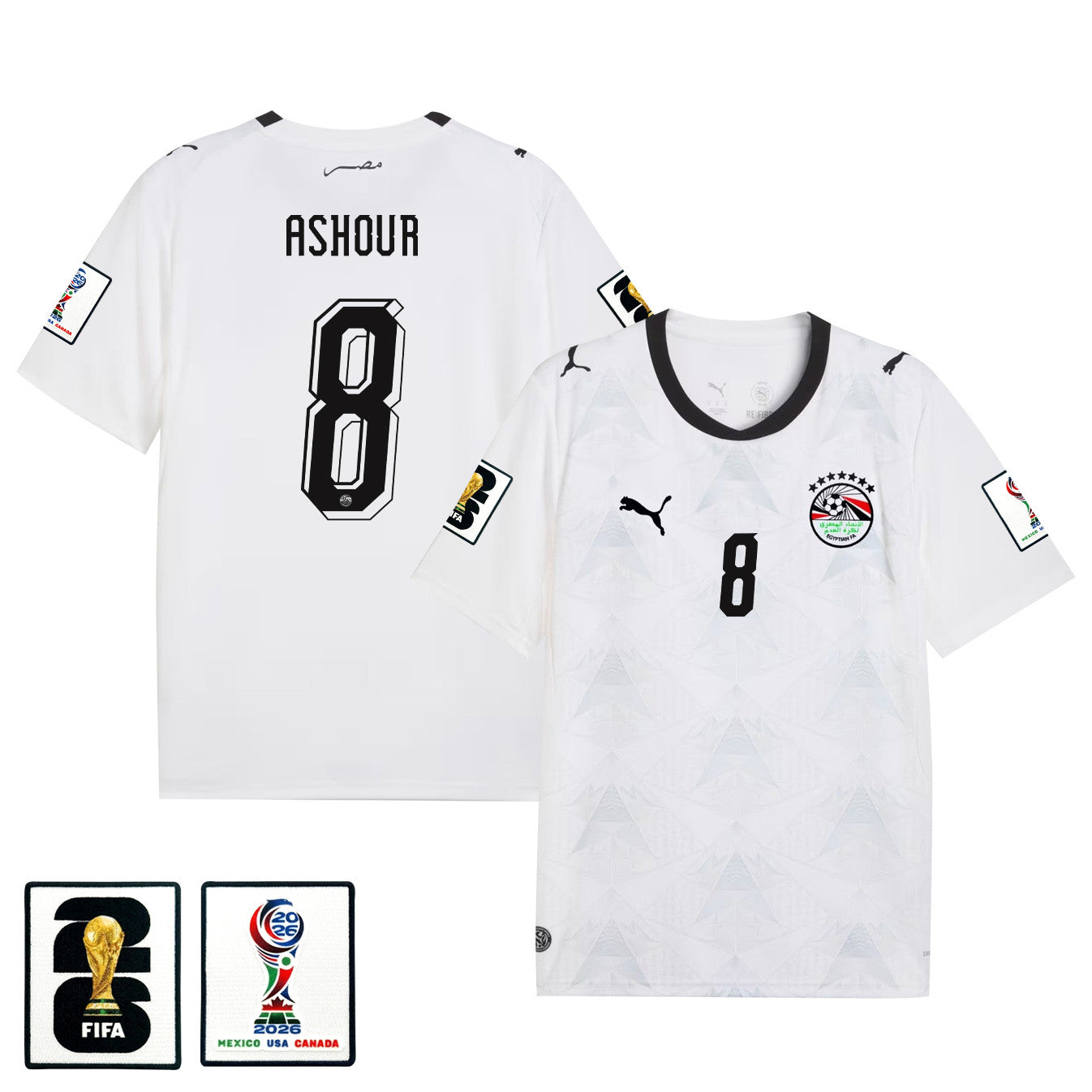 Emam Ashour 8 Egypt National Team 2026 Away Jersey - White, Men