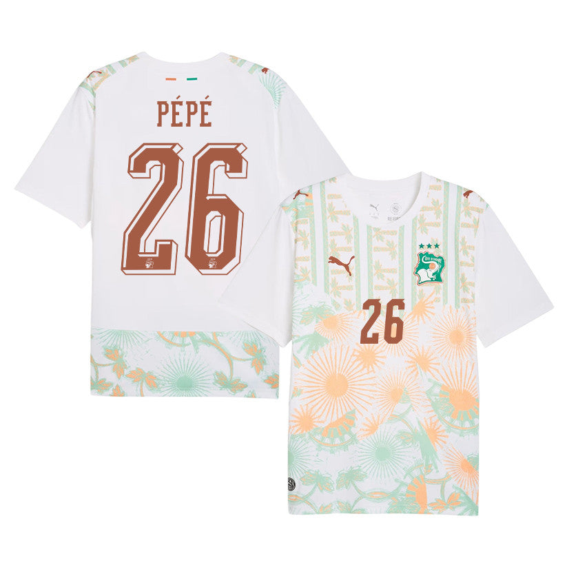Nicolas Pépé 26 Ivory Coast National Team 2026 Away Jersey - White, Men