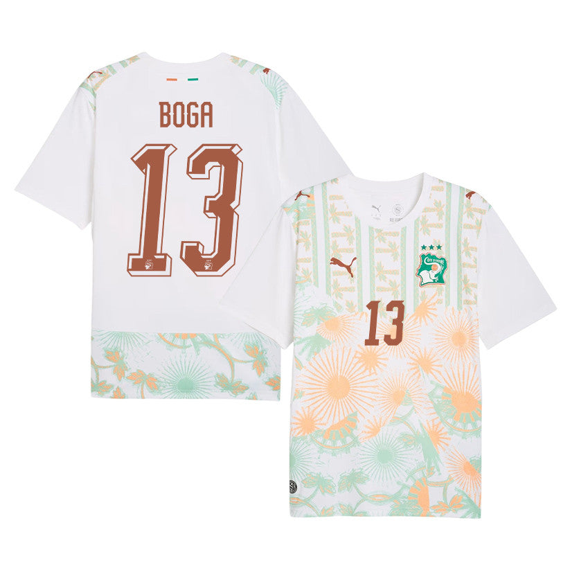 Jérémie Boga 13 Ivory Coast National Team 2026 Away Jersey - White, Men