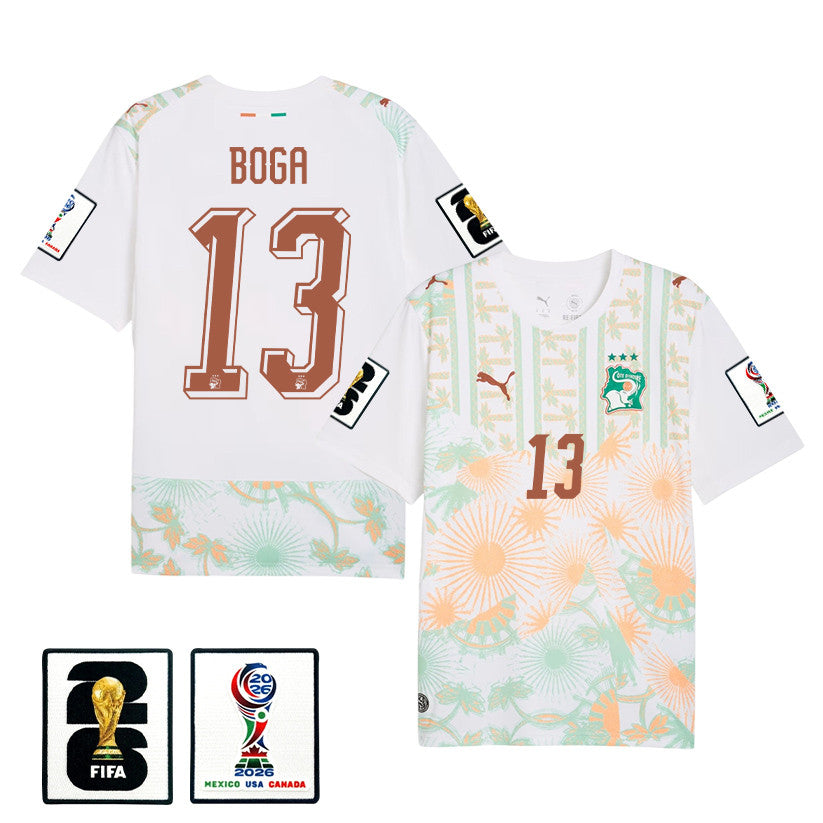 Jérémie Boga 13 Ivory Coast National Team 2026 Away Jersey - White, Men