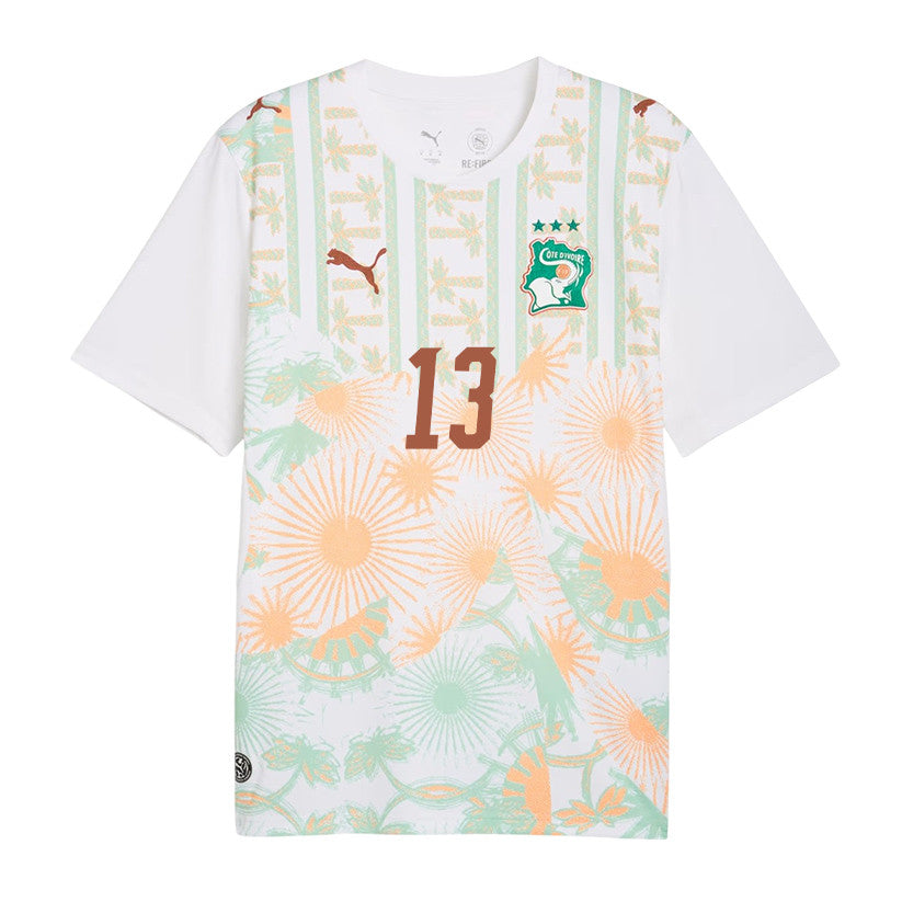 Jérémie Boga 13 Ivory Coast National Team 2026 Away Jersey - White, Men