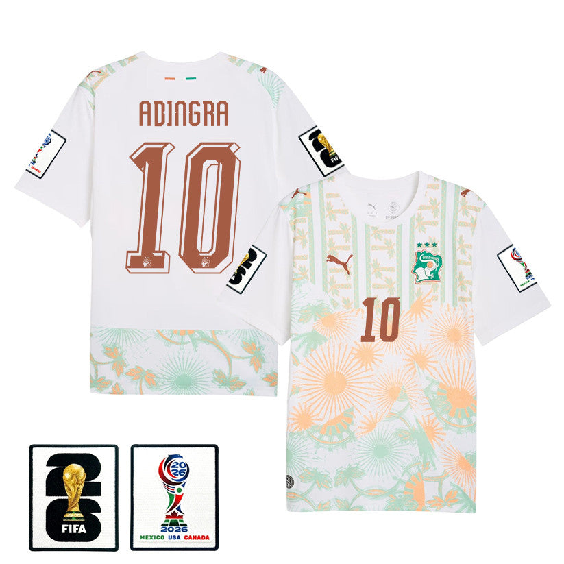 Simon Adingra 10 Ivory Coast National Team 2026 Away Jersey - White, Men