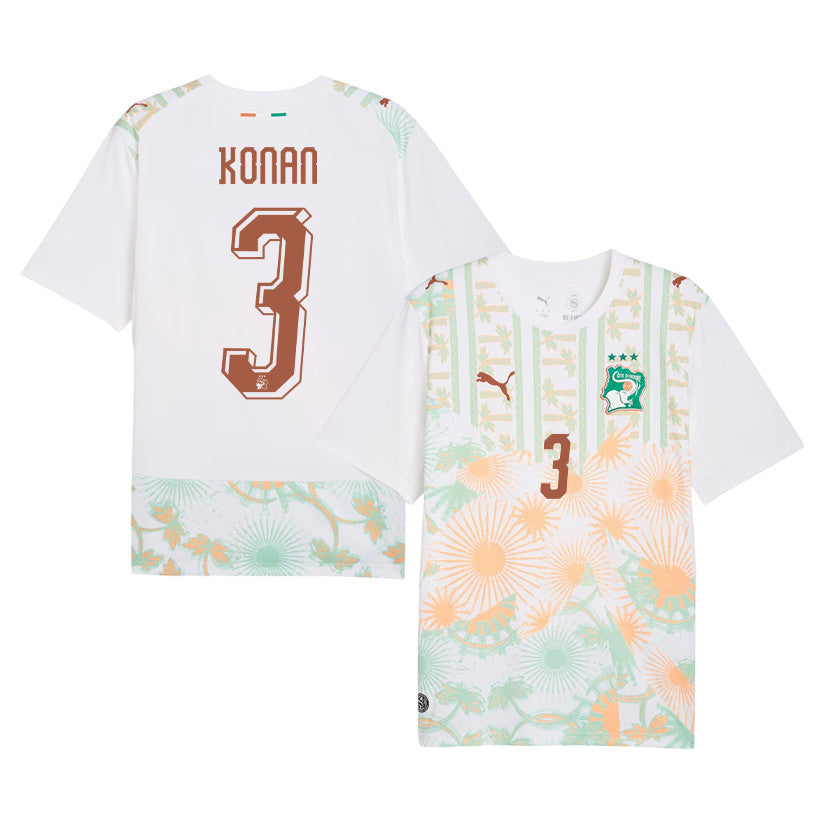 Ghislain Konan 3 Ivory Coast National Team 2026 Away Jersey - White, Men