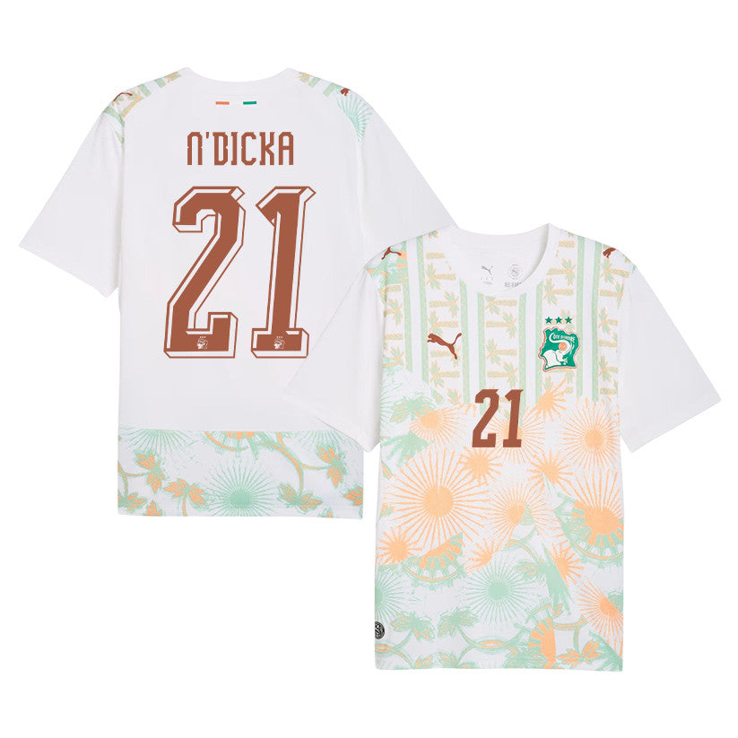 Evan N'Dicka 21 Ivory Coast National Team 2026 Away Jersey - White, Men