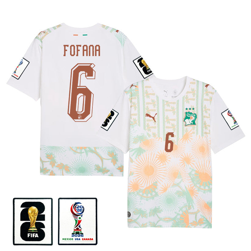 Seko Fofana 6 Ivory Coast National Team 2026 Away Jersey - White, Men