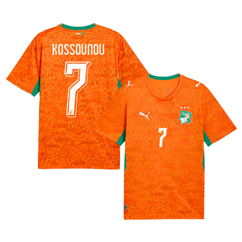 Odilon Kossounou 7 Ivory Coast National Team 2026 Home Jersey - Orange, Men