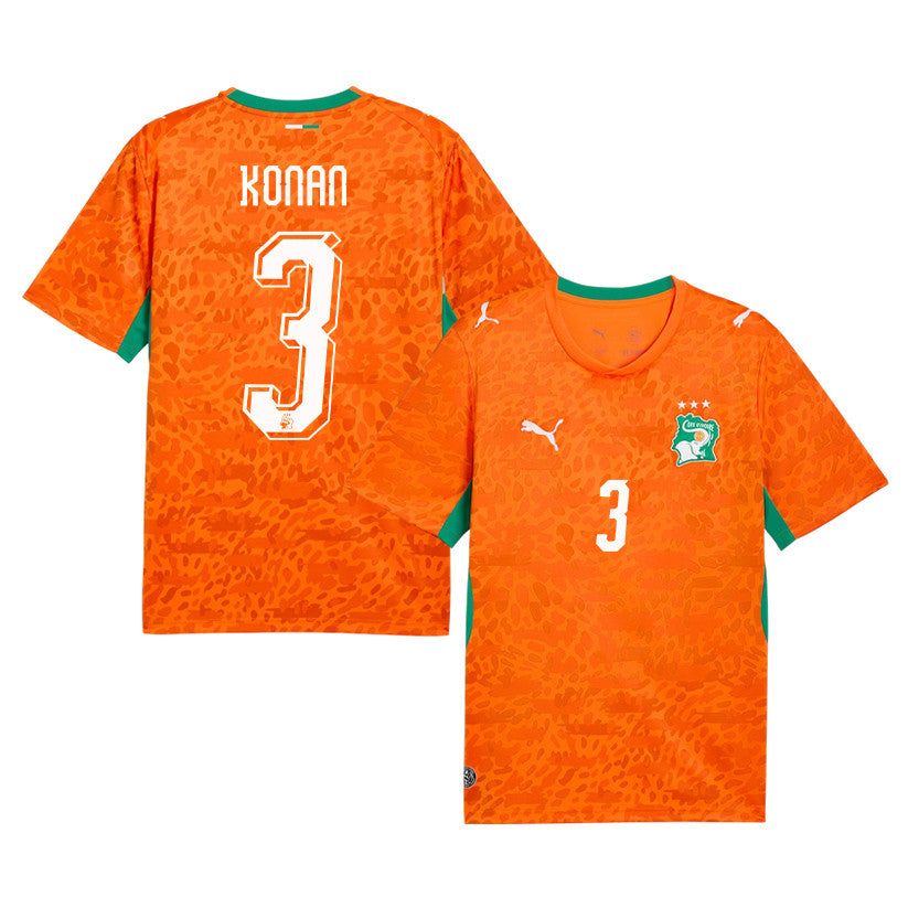 Ghislain Konan 3 Ivory Coast National Team 2026 Home Jersey - Orange, Men