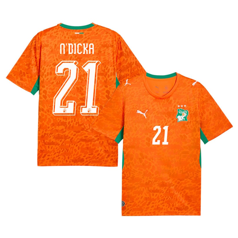 Evan N'Dicka 21 Ivory Coast National Team 2026 Home Jersey - Orange, Men