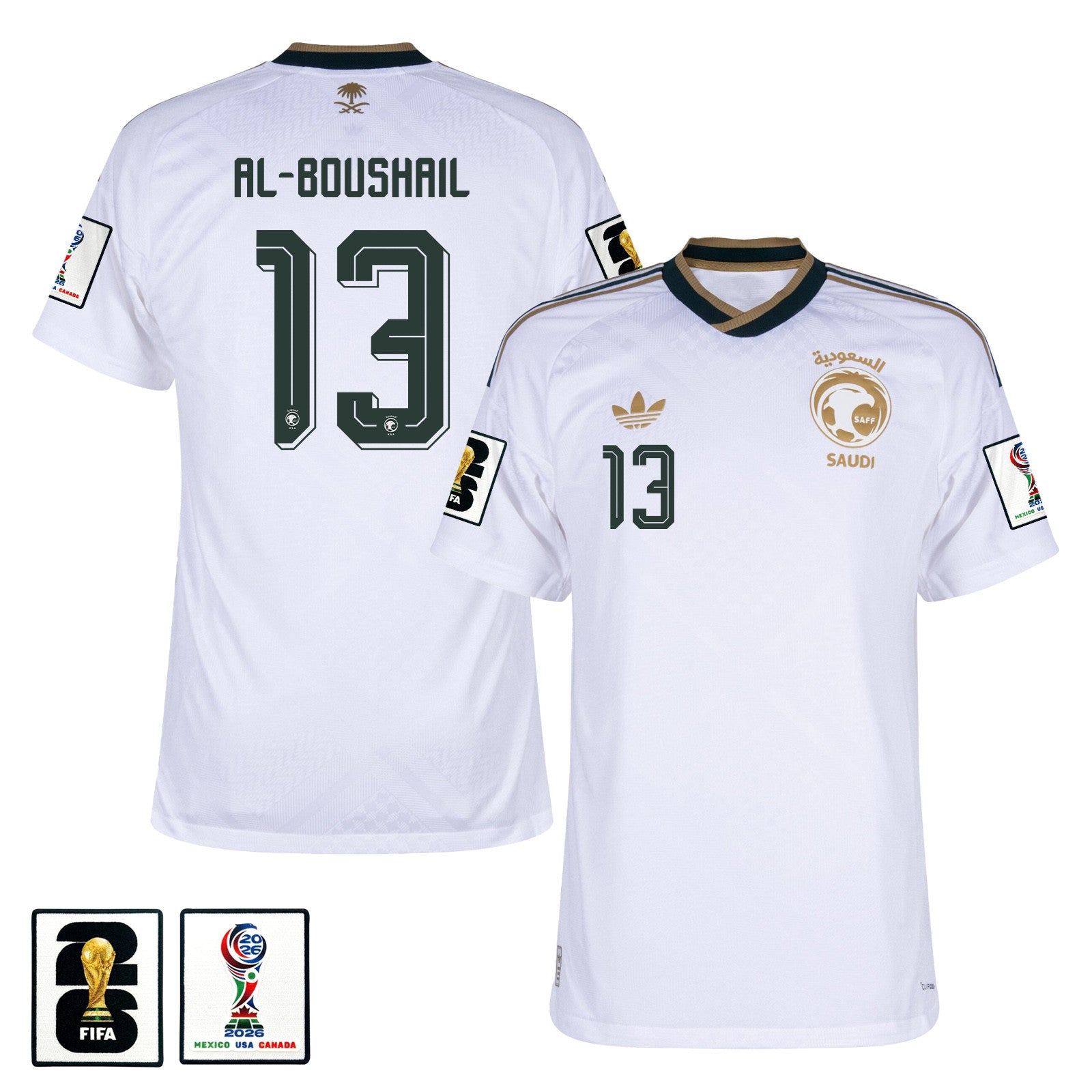 Nawaf Al-Boushail 13 Saudi Arabia National Team 2026 Away Jersey - White, Men