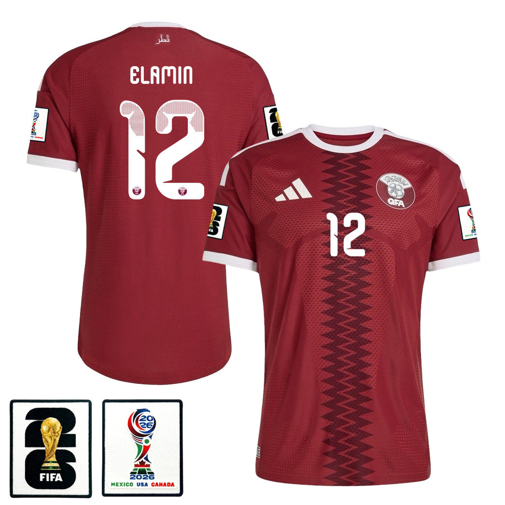 Homam Elamin 12 Qatar National Team 2026 Home Jersey - Red, Men