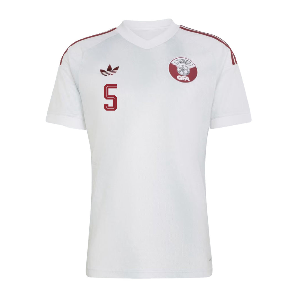 Tarek Salman 5 Qatar National Team 2026 Away Jersey - White, Men