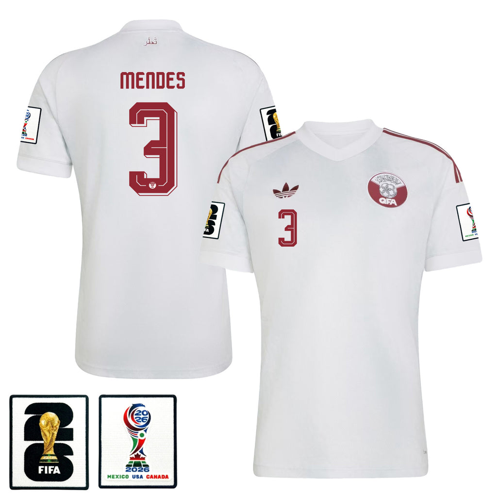 Lucas Mendes 3 Qatar National Team 2026 Away Jersey - White, Men