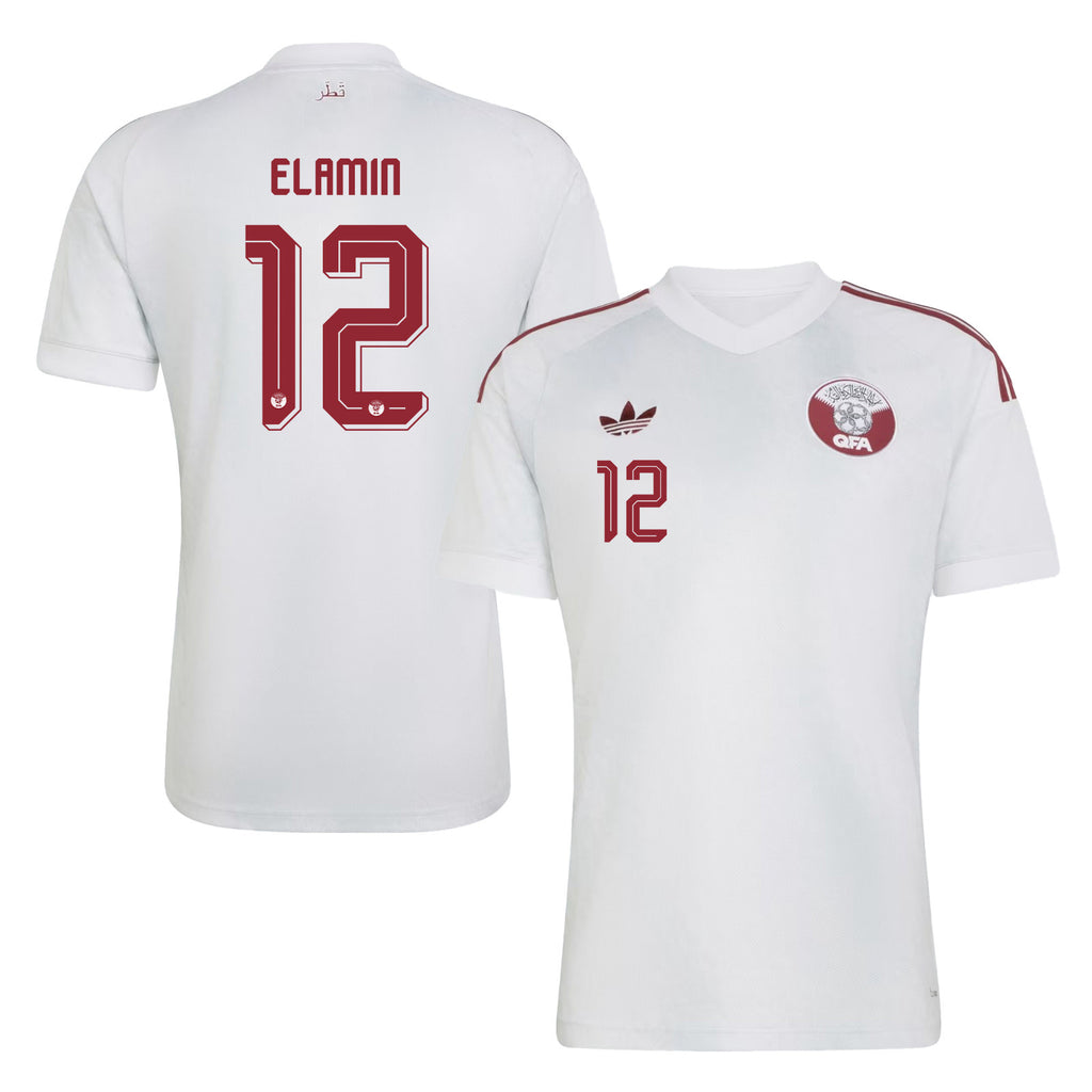 Homam Elamin 12 Qatar National Team 2026 Away Jersey - White, Men